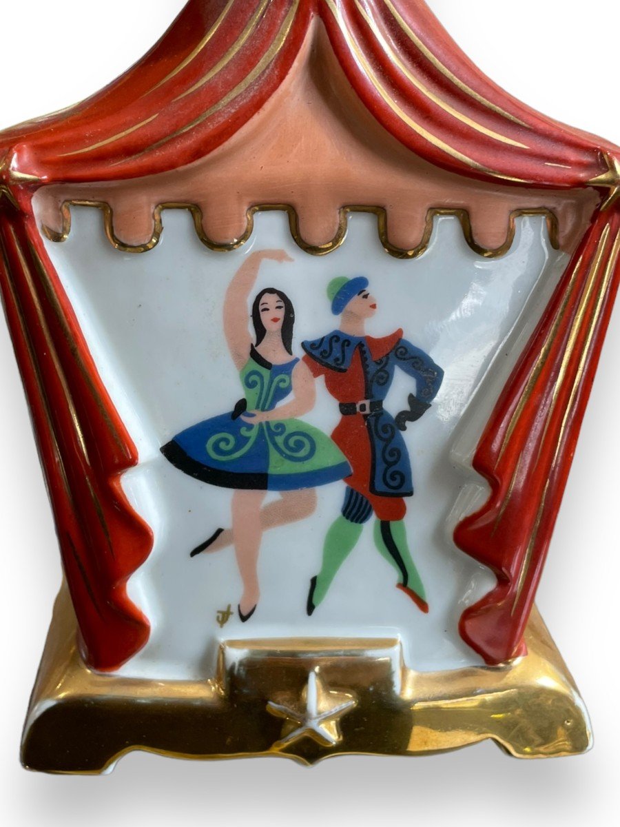 The Snake Bottle In Polychrome Porcelain Theater Scene-photo-2