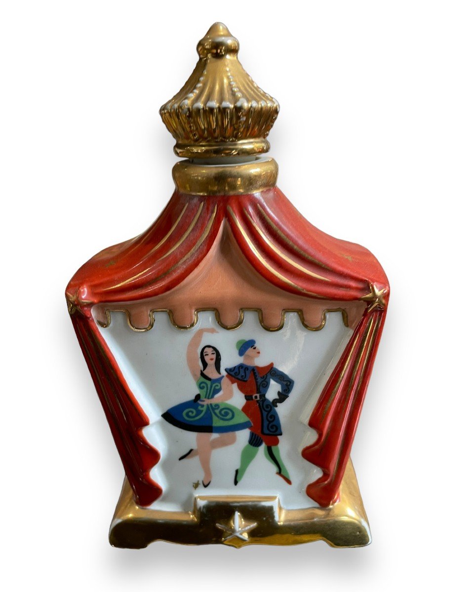 The Snake Bottle In Polychrome Porcelain Theater Scene