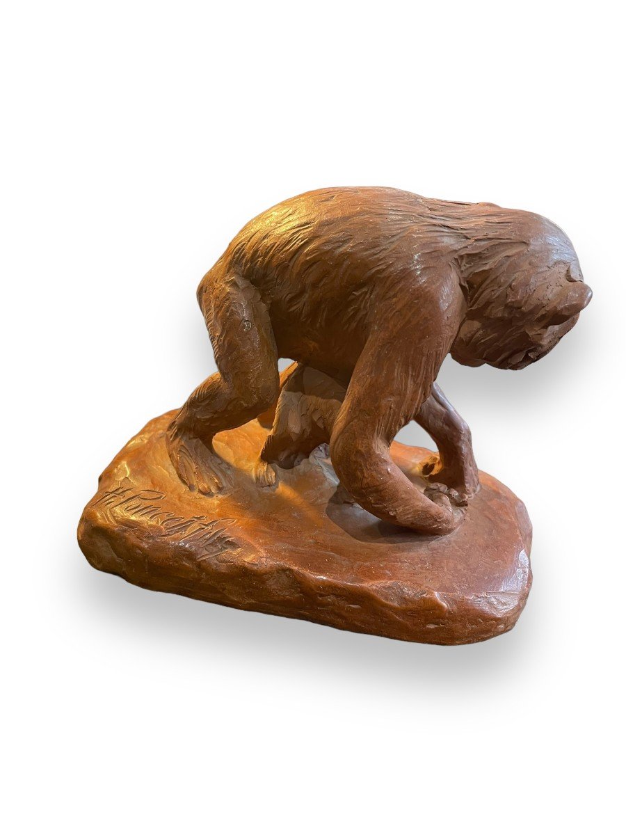 Monkeys Subject In Terracotta By H. Poncet Fils-photo-4