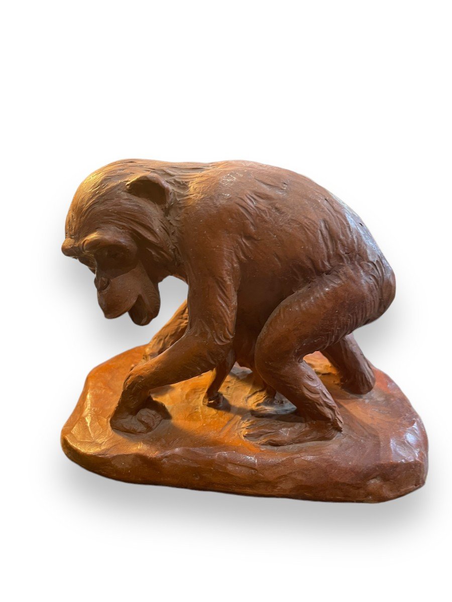 Monkeys Subject In Terracotta By H. Poncet Fils-photo-5