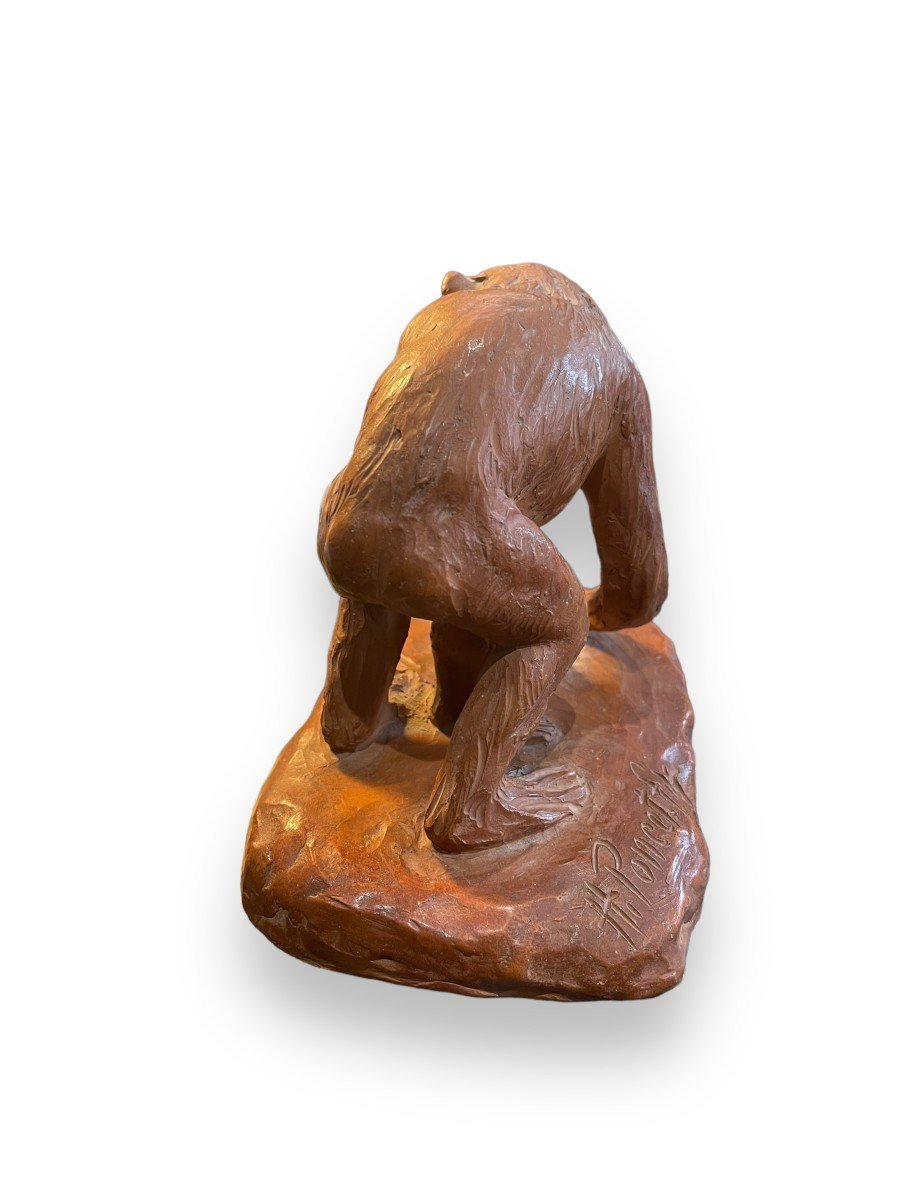 Monkeys Subject In Terracotta By H. Poncet Fils-photo-6