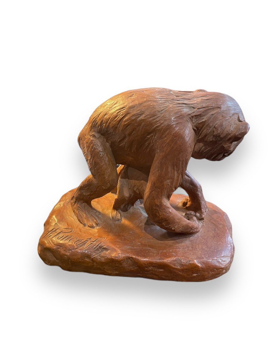 Monkeys Subject In Terracotta By H. Poncet Fils-photo-7