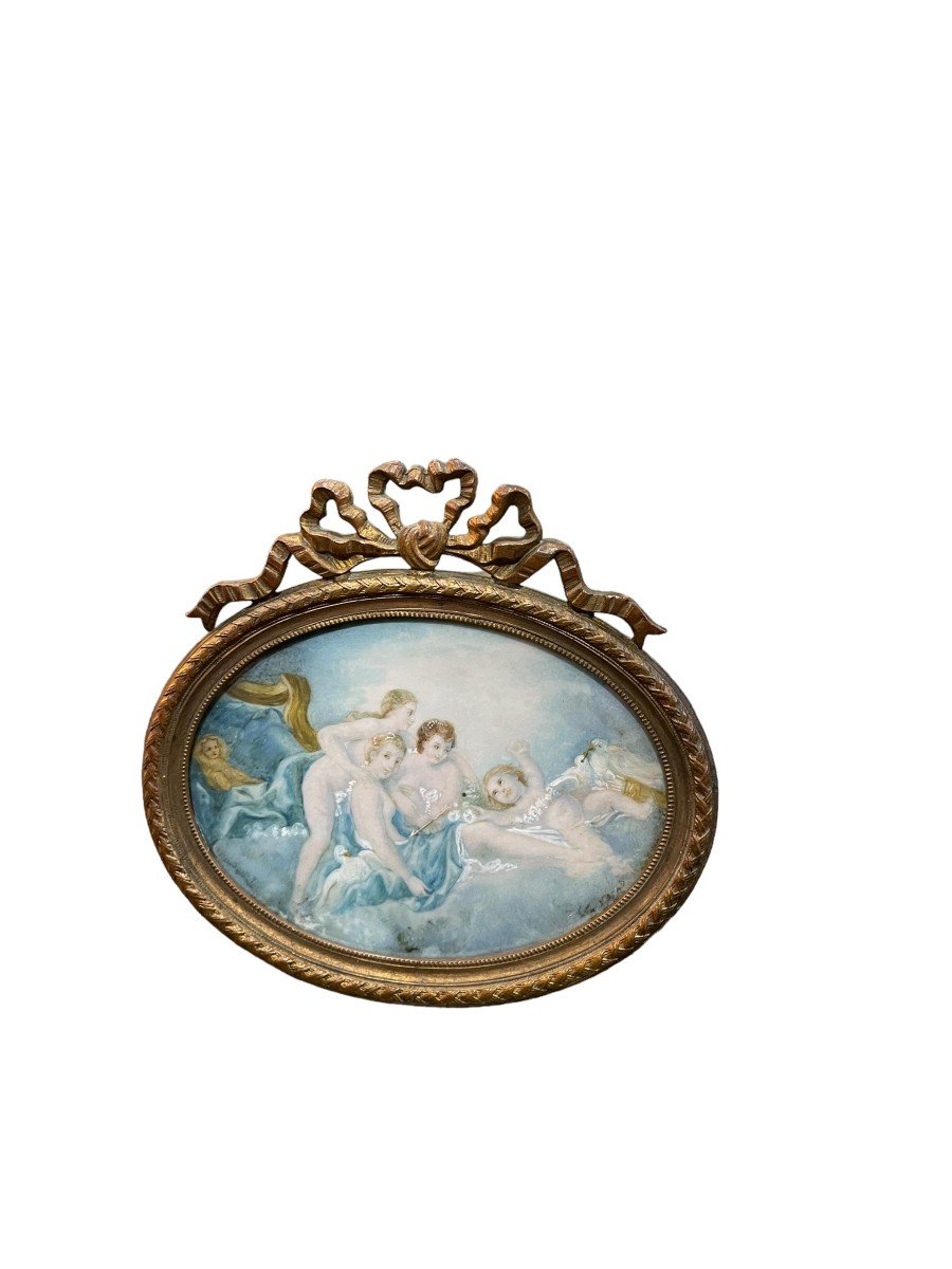 Miniature Painted On Ivory Amours-photo-3