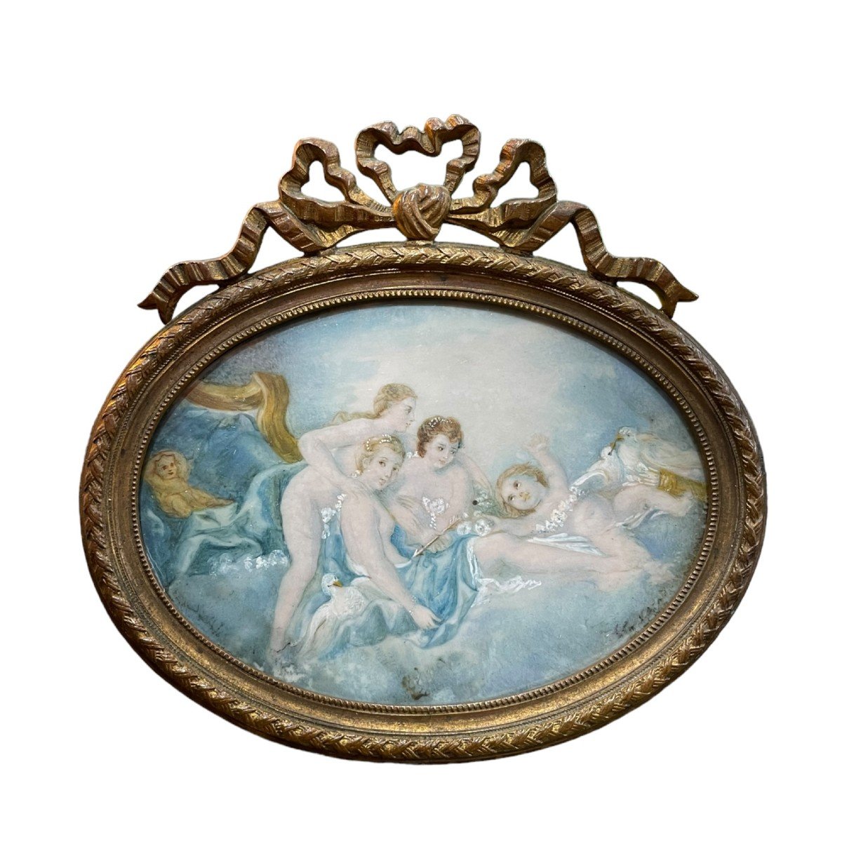 Miniature Painted On Ivory Amours