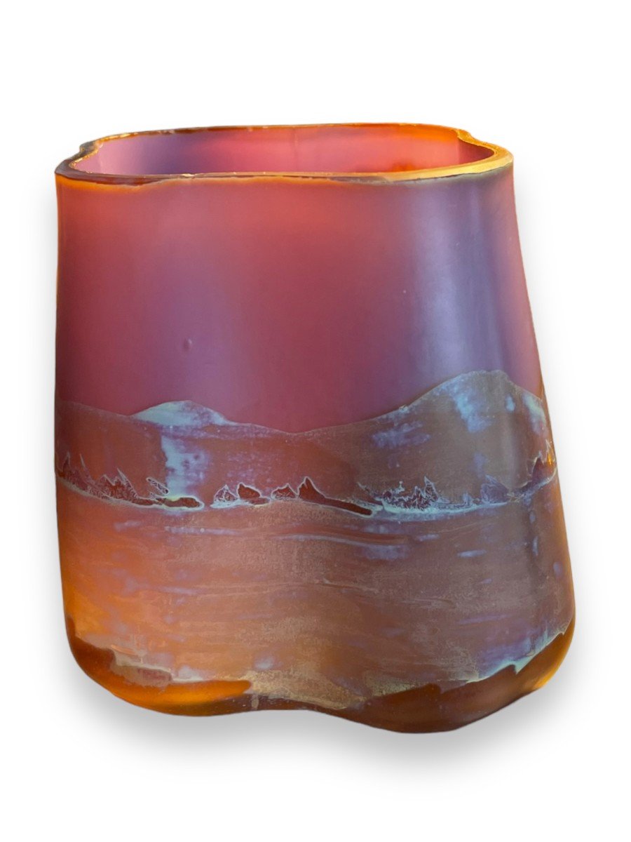 Vase Autrichien En pâte de verre Art Nouveau 1900 bord de mer-photo-4