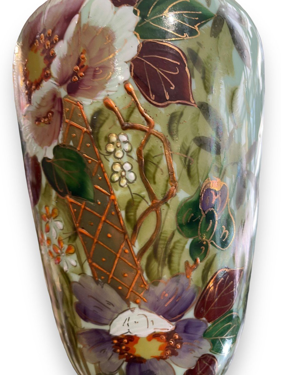 Opalescent Painted Glass Vases-photo-3
