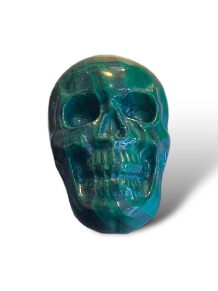 Vanity Cabochon Skull In Malachite-photo-4