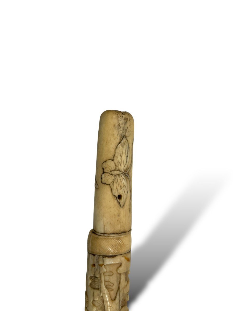 Geisha Dagger In Bone 19th Century-photo-3