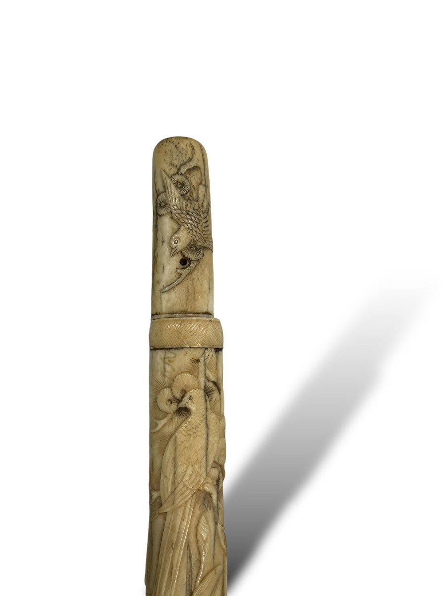 Geisha Dagger In Bone 19th Century-photo-5