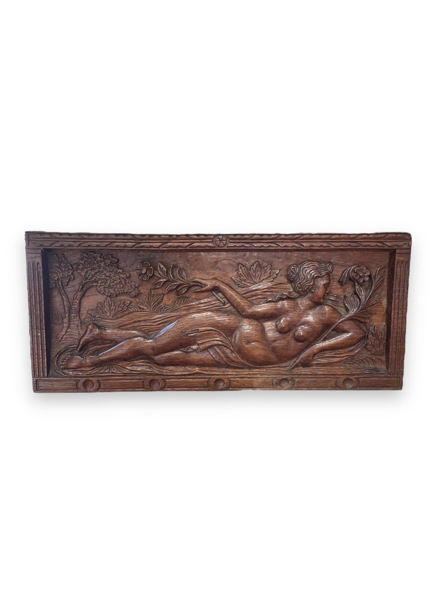 Printemps Et été Paire De Bas Reliefs Sur Bois Art Nouveau-photo-3