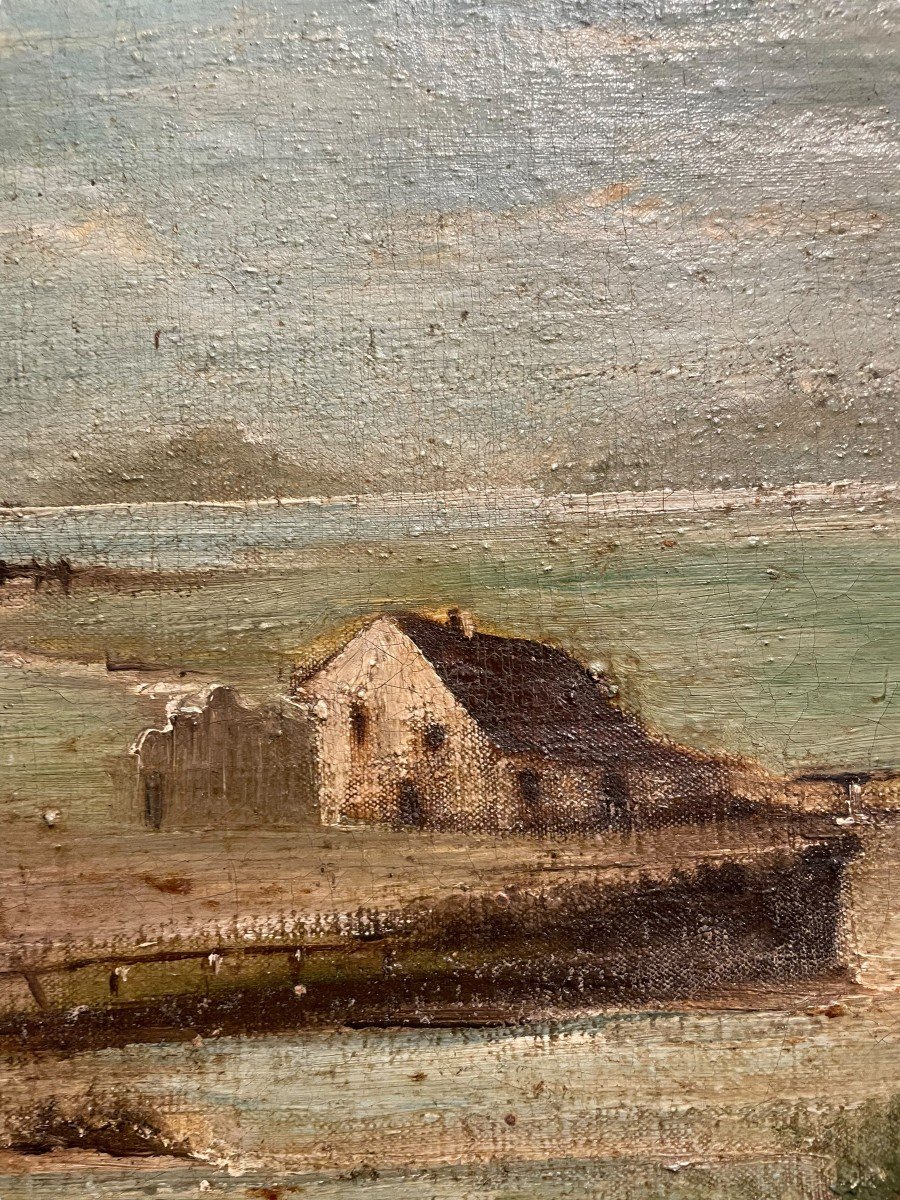 Maisons Et Paysage De Bord De Rivière école XIXeme Ecole De Barbizon-photo-4