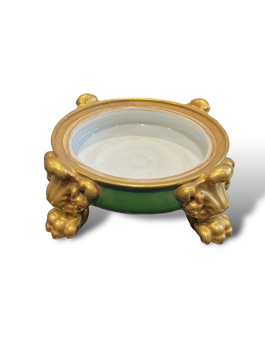 Limoges Polychrome Porcelain Planter And Base-photo-3