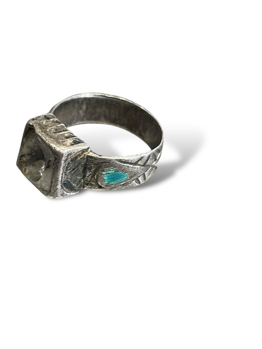 Episcopal Style Silver And Rock Crystal Ring-photo-3