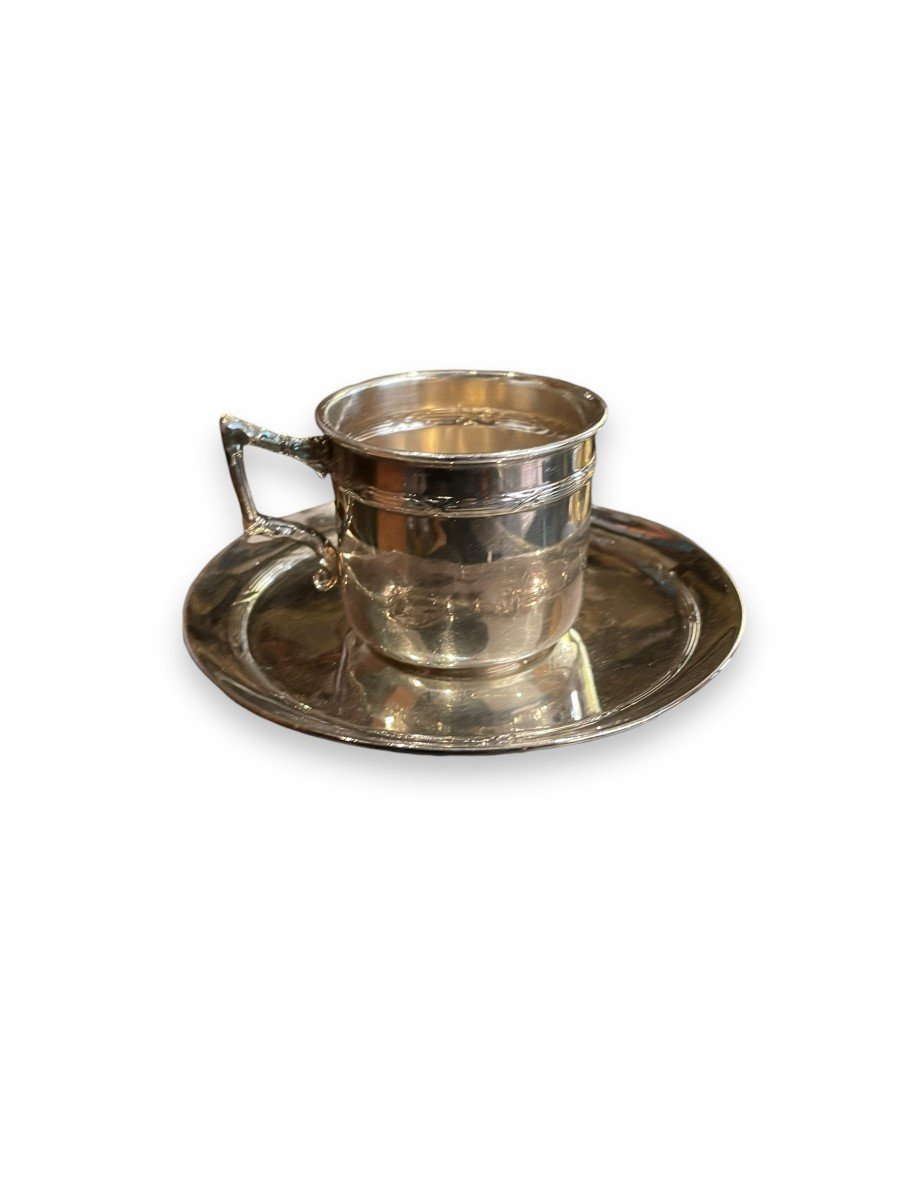 Set Of 6 Sterling Silver Cups & Saucers -photo-4