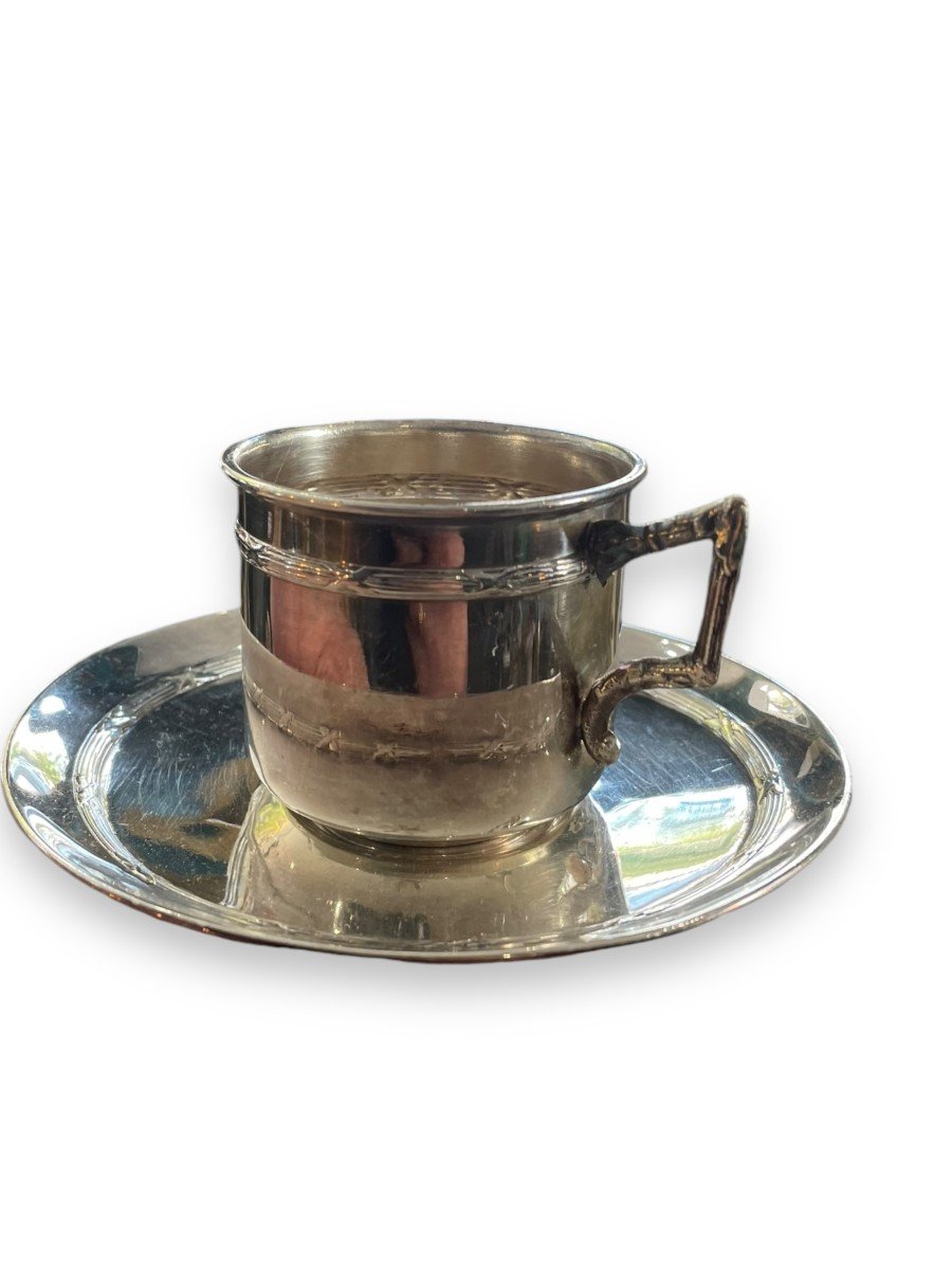 Set Of 6 Sterling Silver Cups & Saucers -photo-7