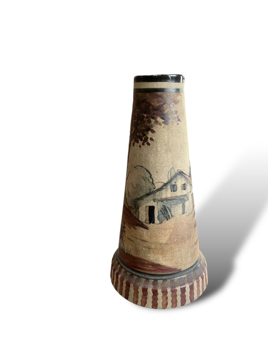 Ciboure Earthenware Vase With Character And Landscape Decor By David-photo-2