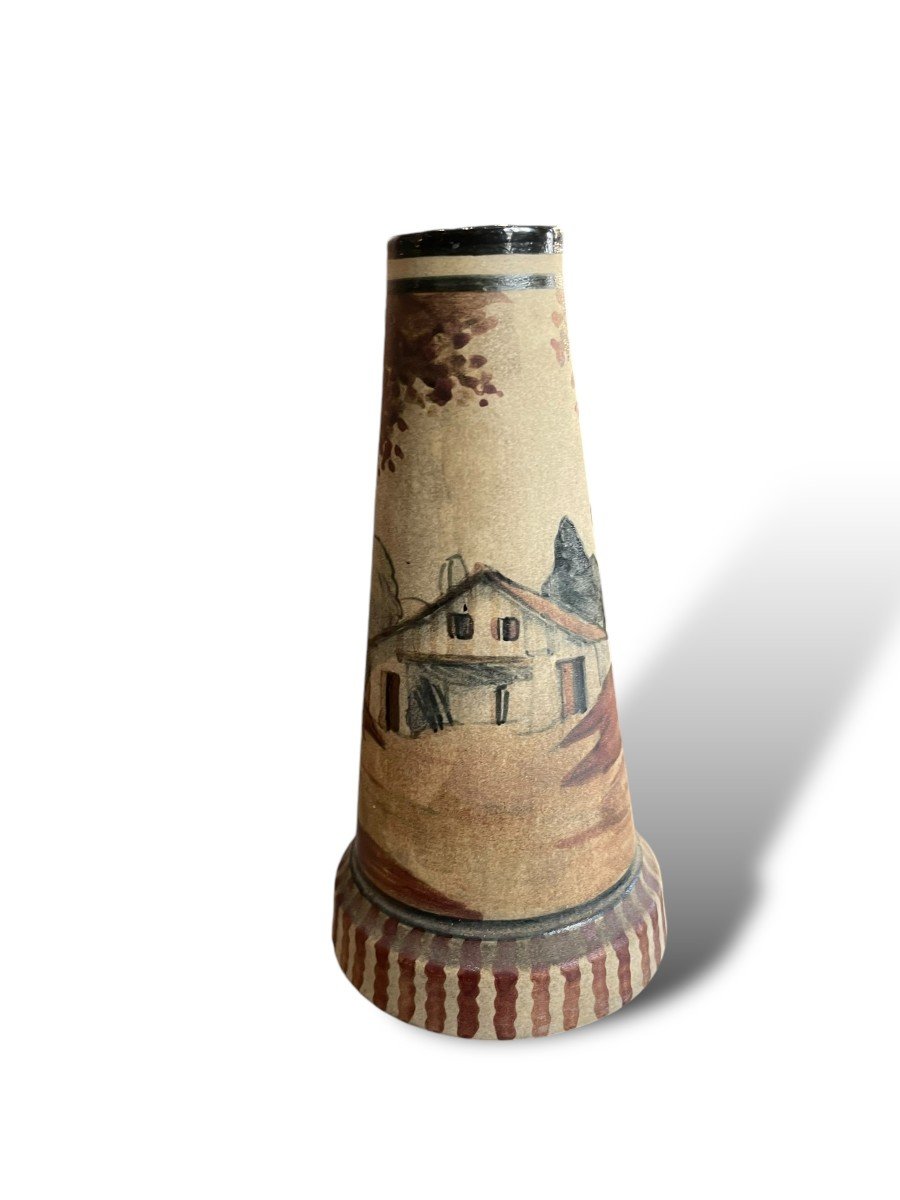 Ciboure Earthenware Vase With Character And Landscape Decor By David-photo-3