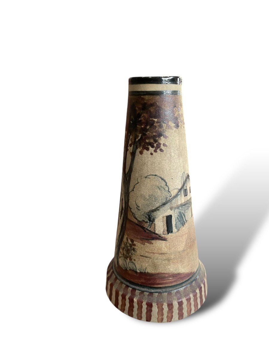 Ciboure Earthenware Vase With Character And Landscape Decor By David-photo-4