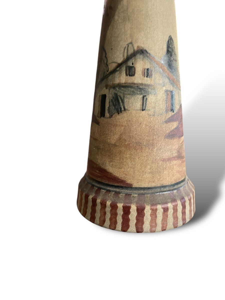 Ciboure Earthenware Vase With Character And Landscape Decor By David-photo-2