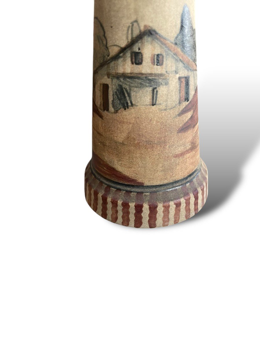 Ciboure Earthenware Vase With Character And Landscape Decor By David-photo-5