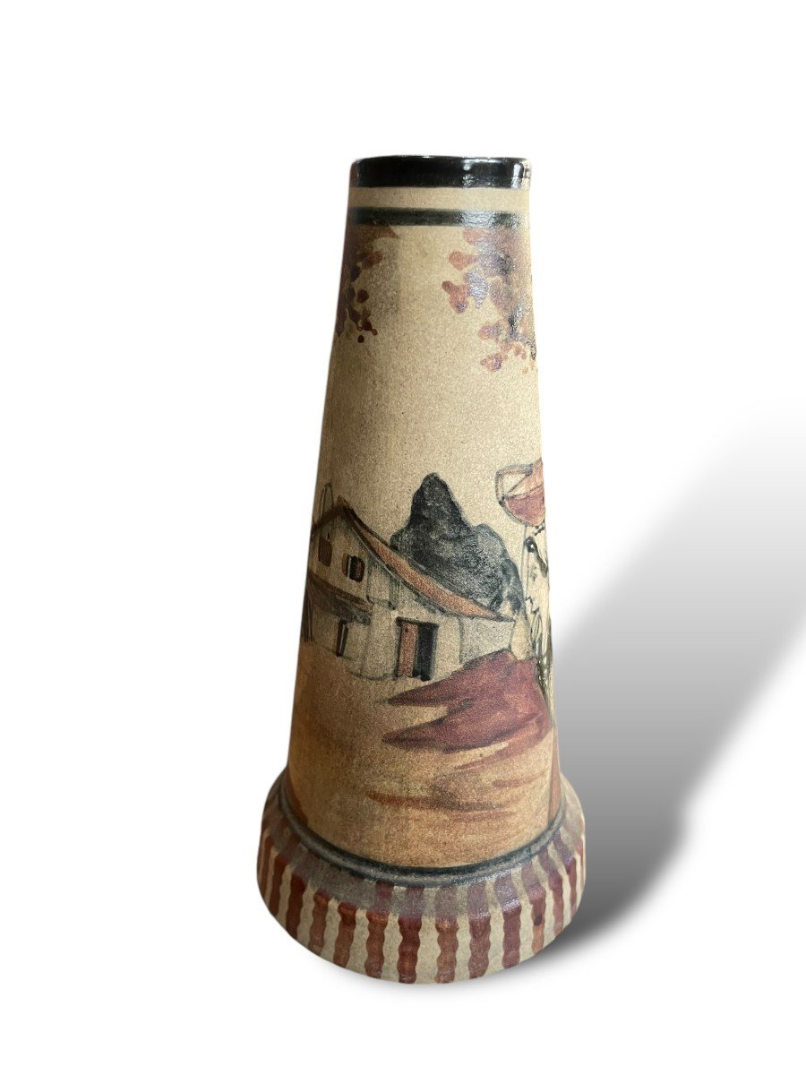 Ciboure Earthenware Vase With Character And Landscape Decor By David-photo-6