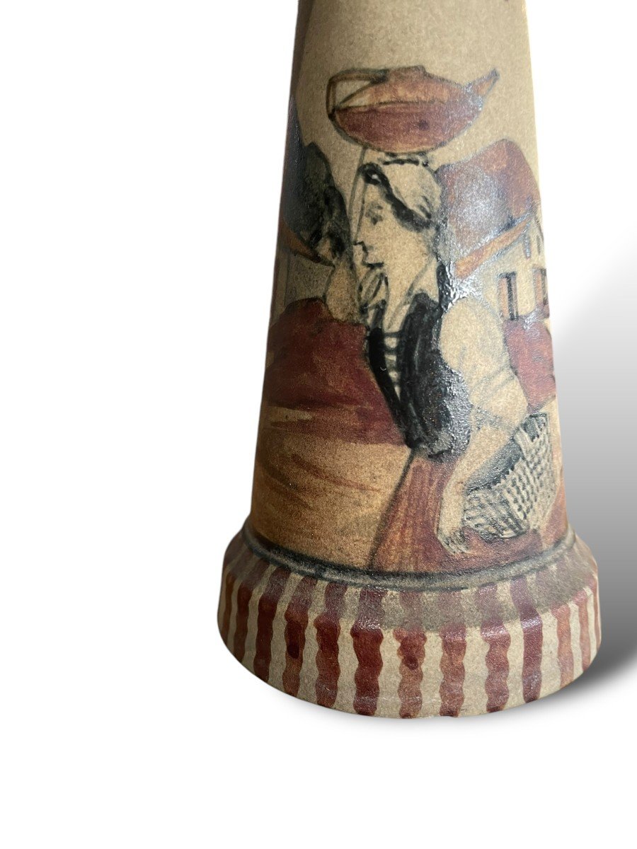 Ciboure Earthenware Vase With Character And Landscape Decor By David-photo-8