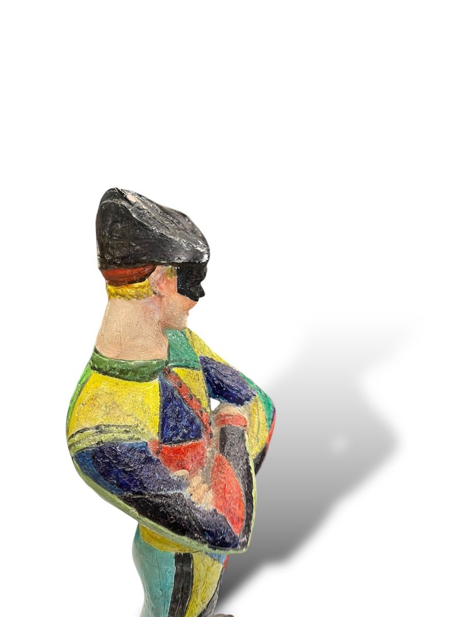 Important Polychrome Harlequin Sculpture-photo-5