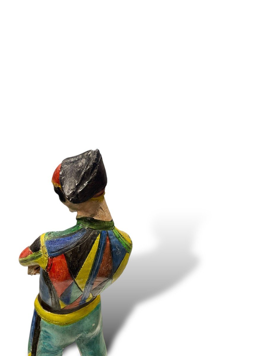 Important Polychrome Harlequin Sculpture-photo-6