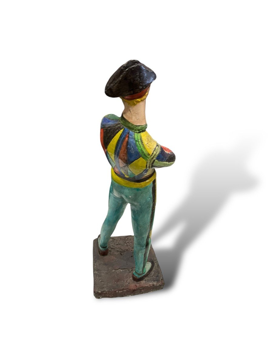 Important Polychrome Harlequin Sculpture-photo-7