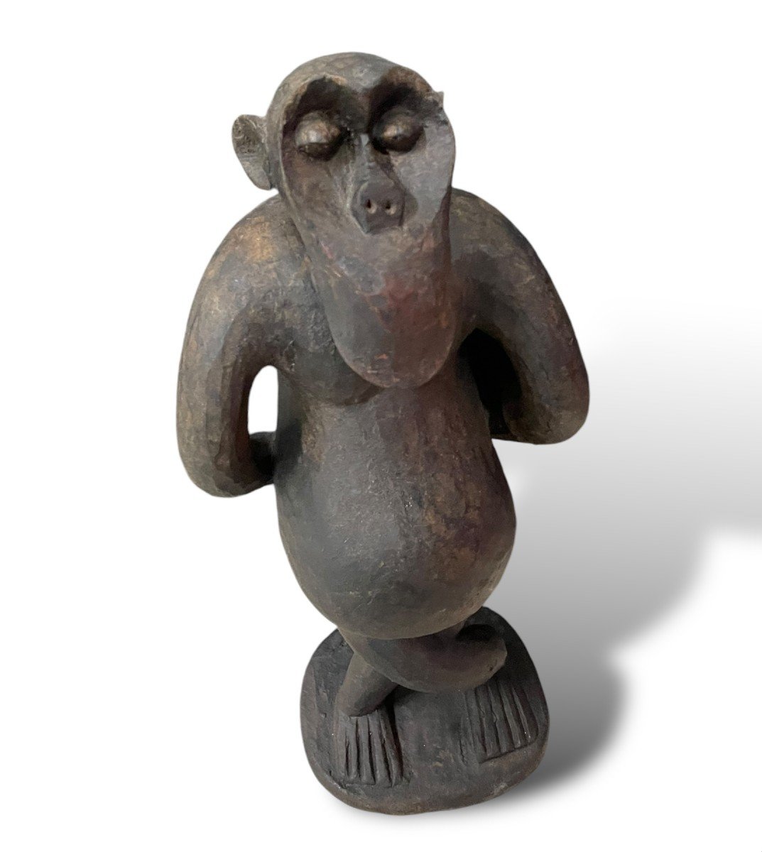 Statuette Africaine Singe Dansant Bulu Gabon-photo-3