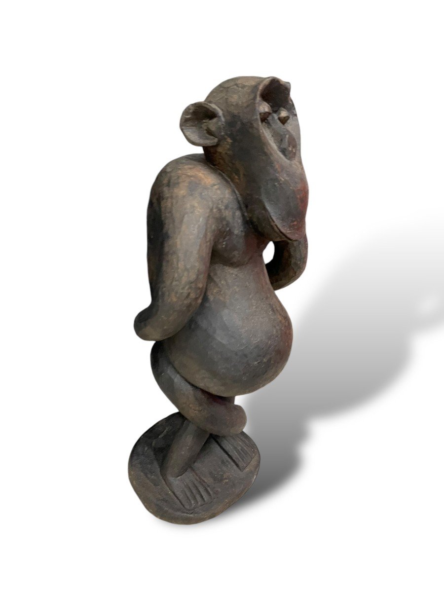 Statuette Africaine Singe Dansant Bulu Gabon-photo-4