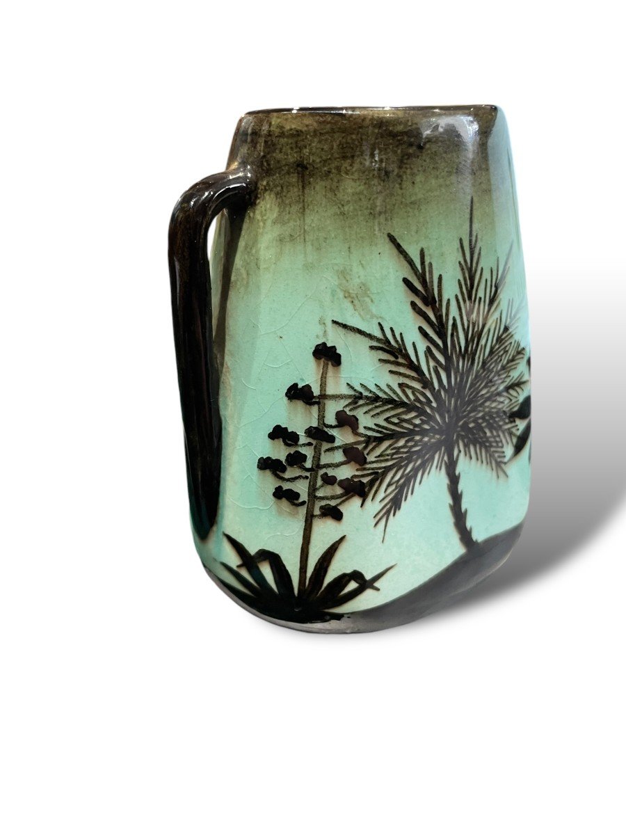 Mont Chevalier Cannes Ceramic Vase With Palm Tree Decor-photo-3