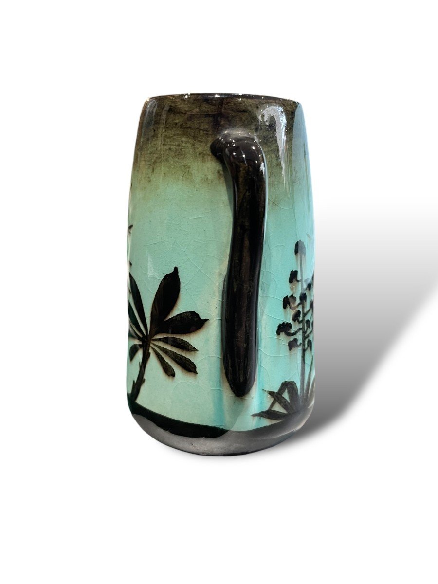 Mont Chevalier Cannes Ceramic Vase With Palm Tree Decor-photo-2