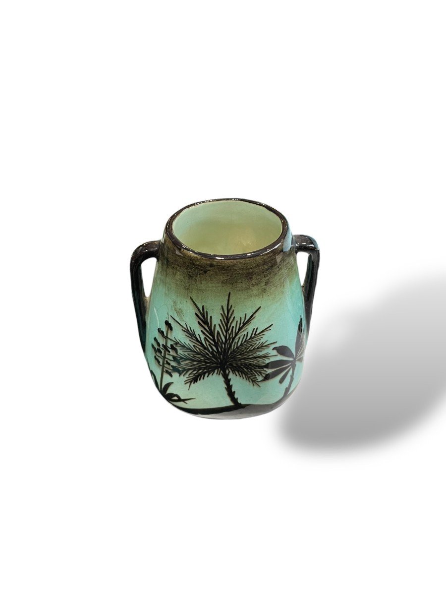 Mont Chevalier Cannes Ceramic Vase With Palm Tree Decor-photo-7