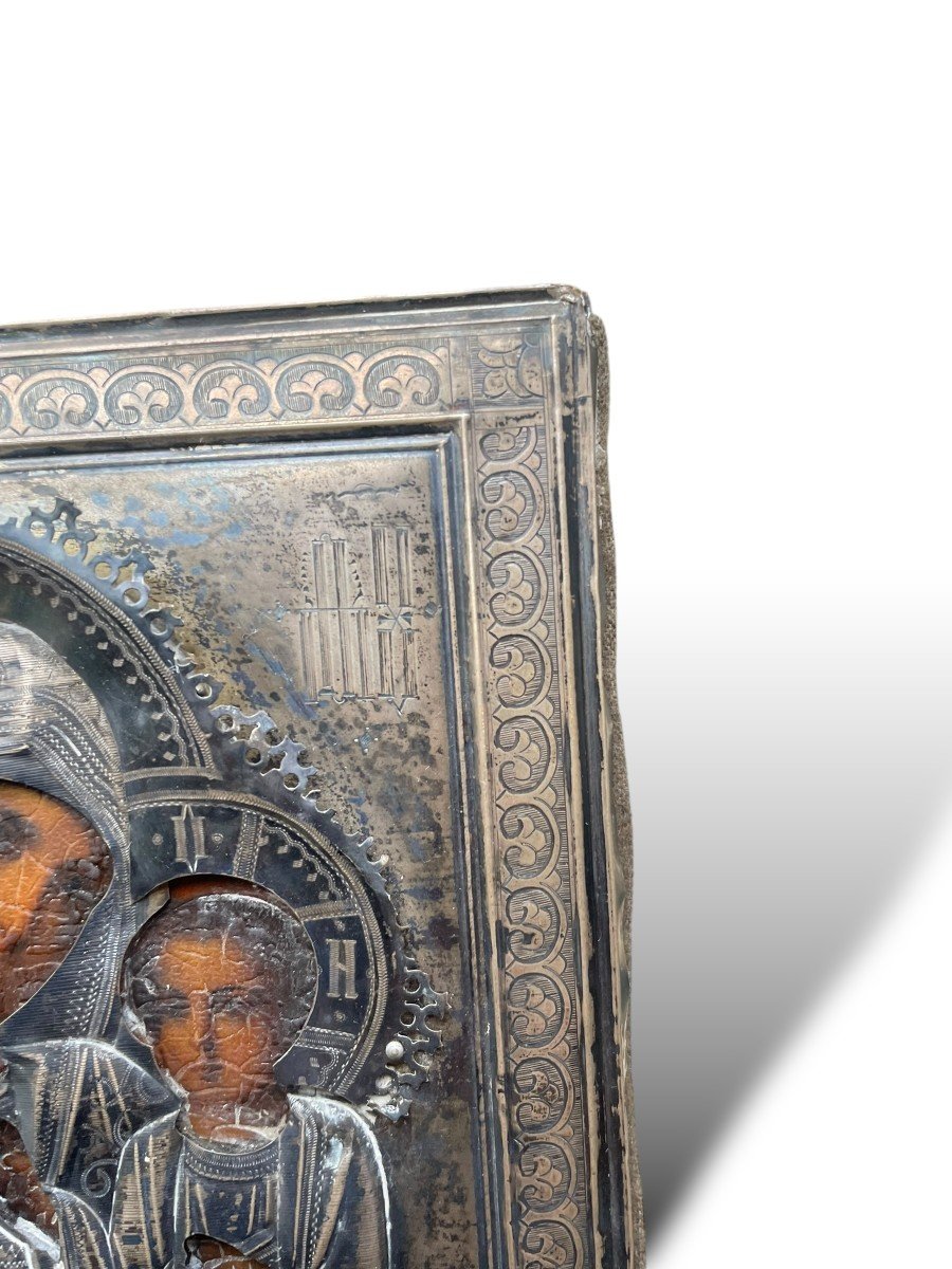 Russia Icon Of The Virgin Of Kazan Riza In Solid Silver-photo-4