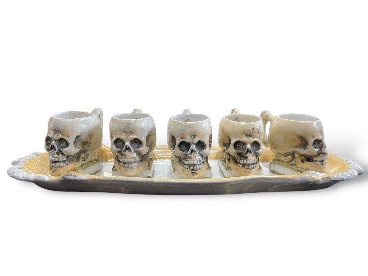 Capodimonte Memento Mori Skull Model Liqueur Service