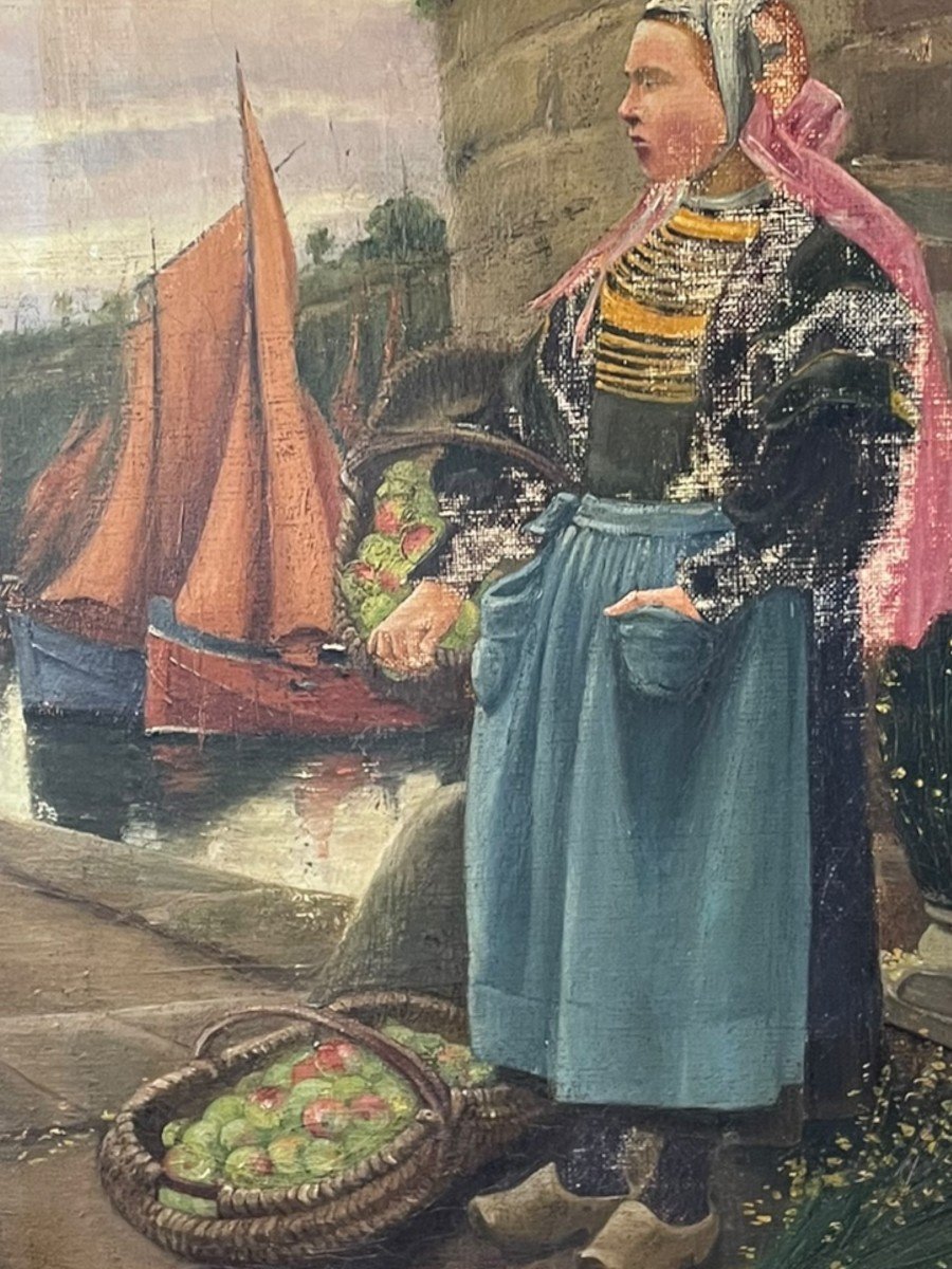 Breton Oil On Canvas 19th Century By Victor Lucy-photo-1