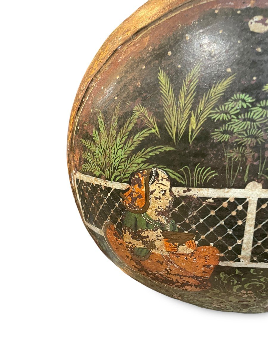 Important Indian Polychrome Metal Gourd-photo-3