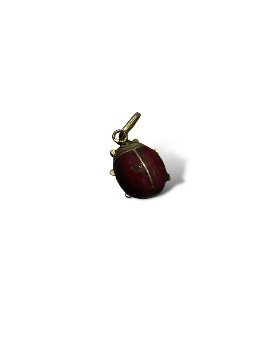 Gold And Enamel Ladybug Pendant-photo-1