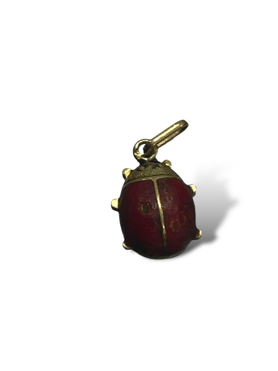 Gold And Enamel Ladybug Pendant-photo-3