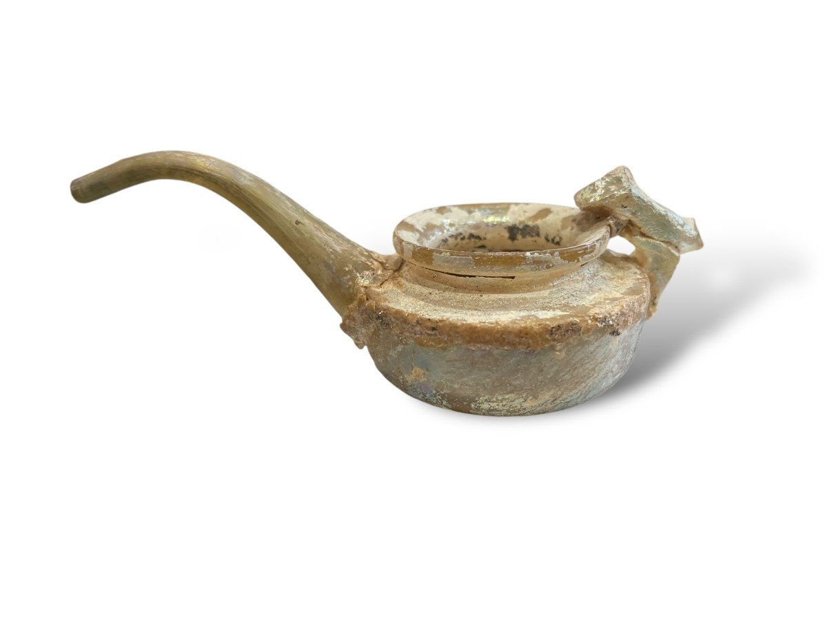 Long-spouted Guttus In Iridescent Glass Islamic Period-photo-2