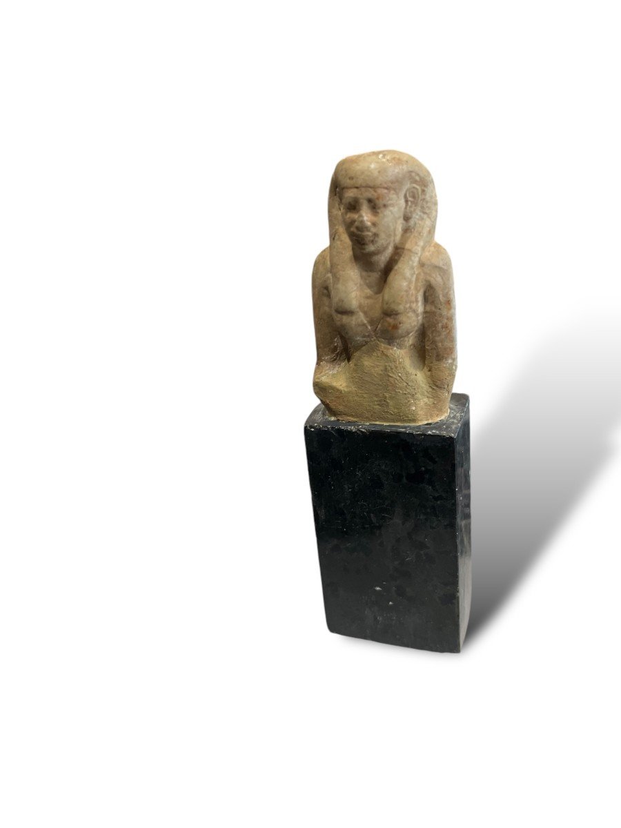 Bust Of Isis In Light Green Earthenware, Late Egyptian Period-photo-4