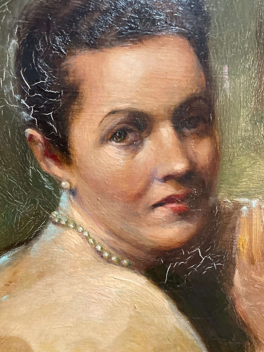 Nude Woman With Jewelry Oil On Panel By Maurice Ferdinand Perrot-photo-3