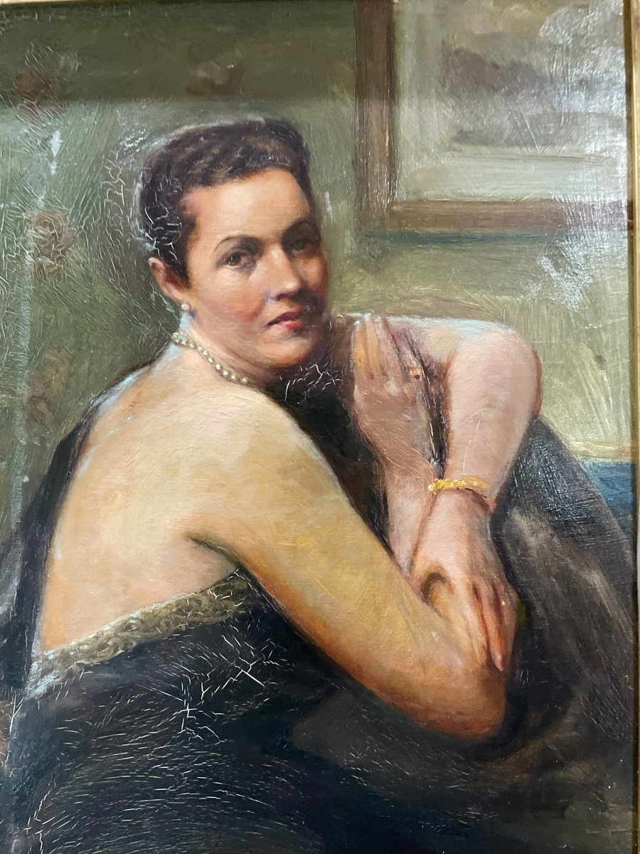 Nude Woman With Jewelry Oil On Panel By Maurice Ferdinand Perrot-photo-1