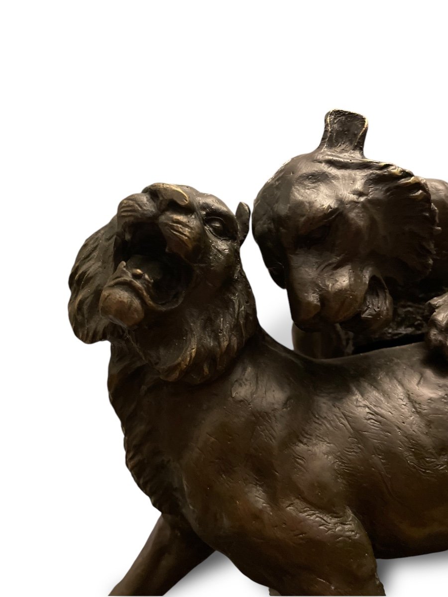 Les Lionnes Par Charles Valton Bronze XIXeme-photo-4