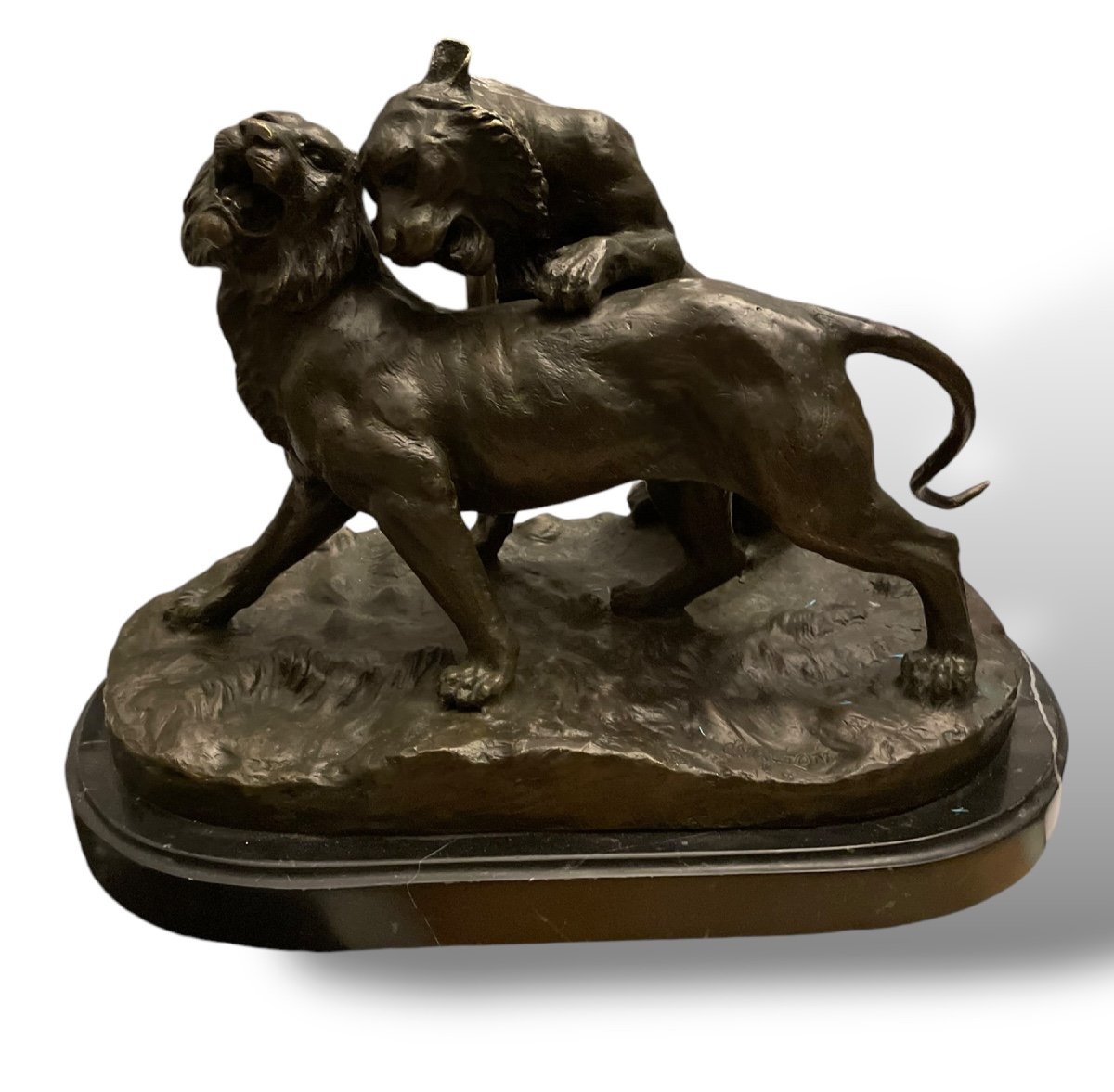 Les Lionnes Par Charles Valton Bronze XIXeme