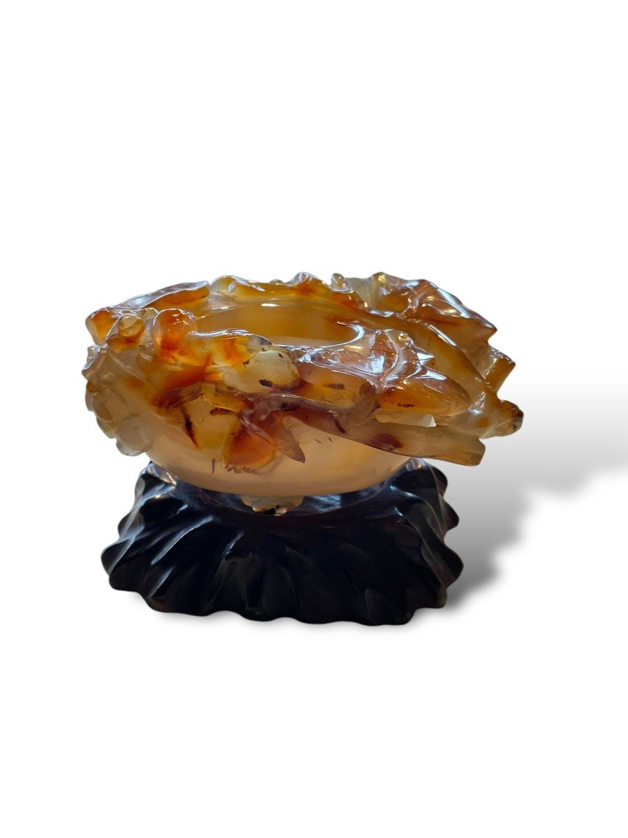 Brush Pot Scholar's Object In Chalcedony Agate-photo-4