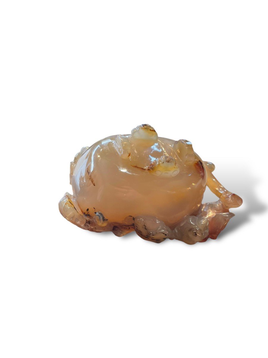 Brush Pot Scholar's Object In Chalcedony Agate-photo-1