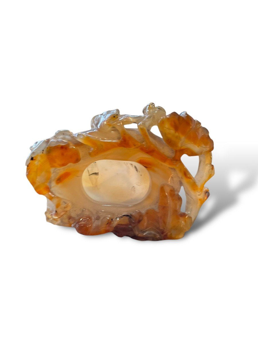 Brush Pot Scholar's Object In Chalcedony Agate-photo-2