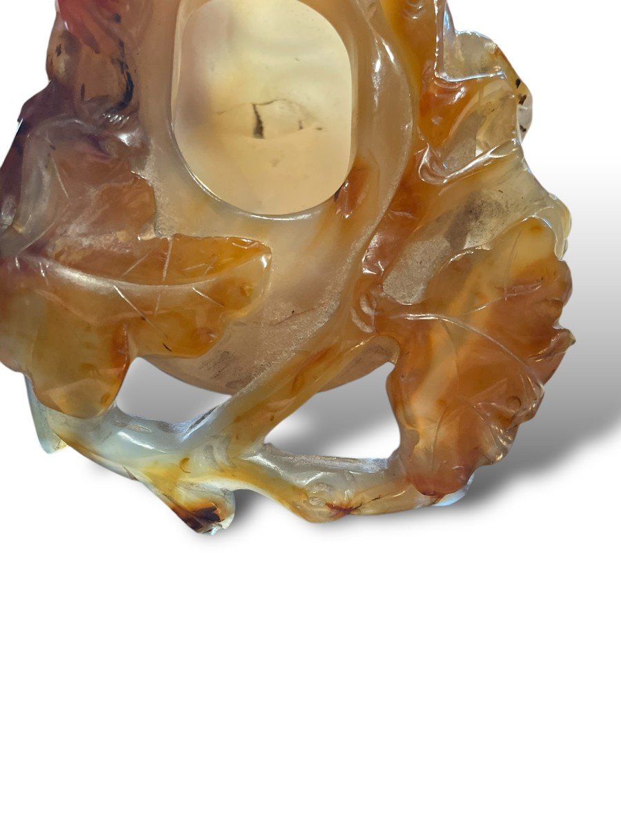 Brush Pot Scholar's Object In Chalcedony Agate-photo-5